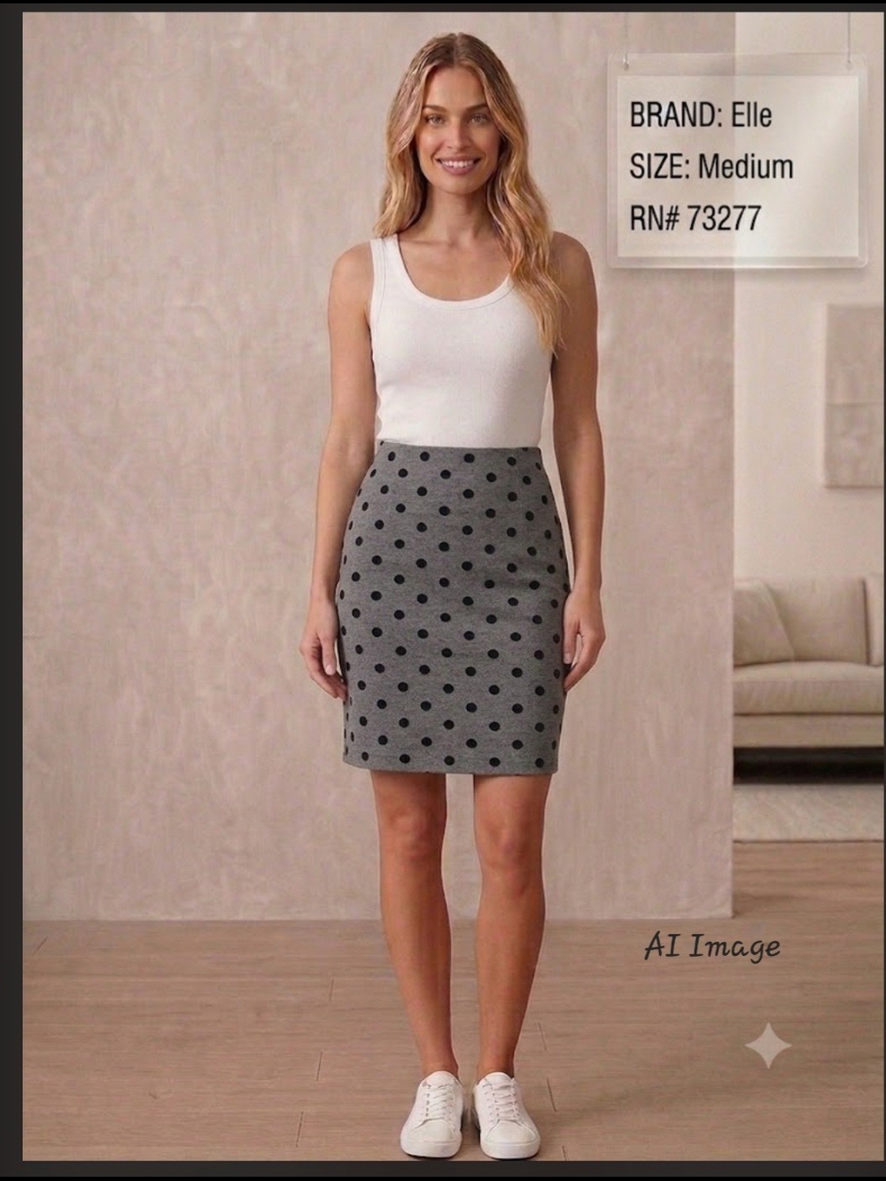 Elle Gray Polka Dot Pencil Skirt - Gray/Black